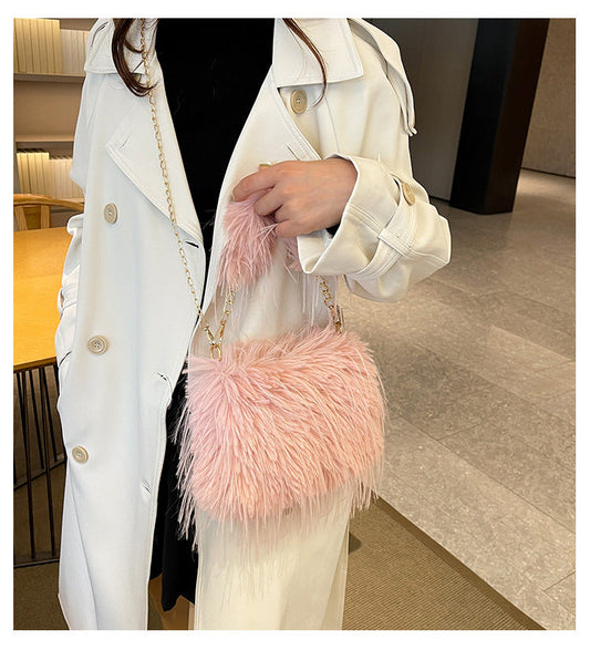 Autumn and winter plush bag underarm chain shoulder bag