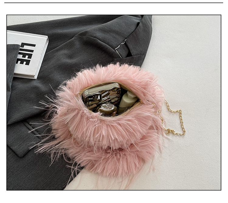 Autumn and winter plush bag underarm chain shoulder bag