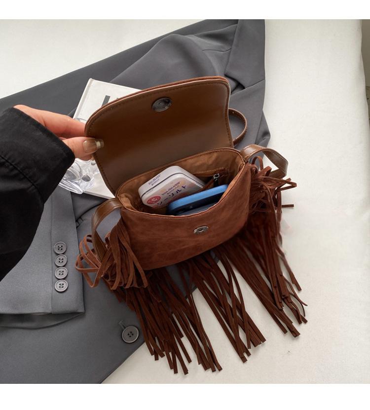 Autumn and winter suede women's bag niche tassel mobile phone bag