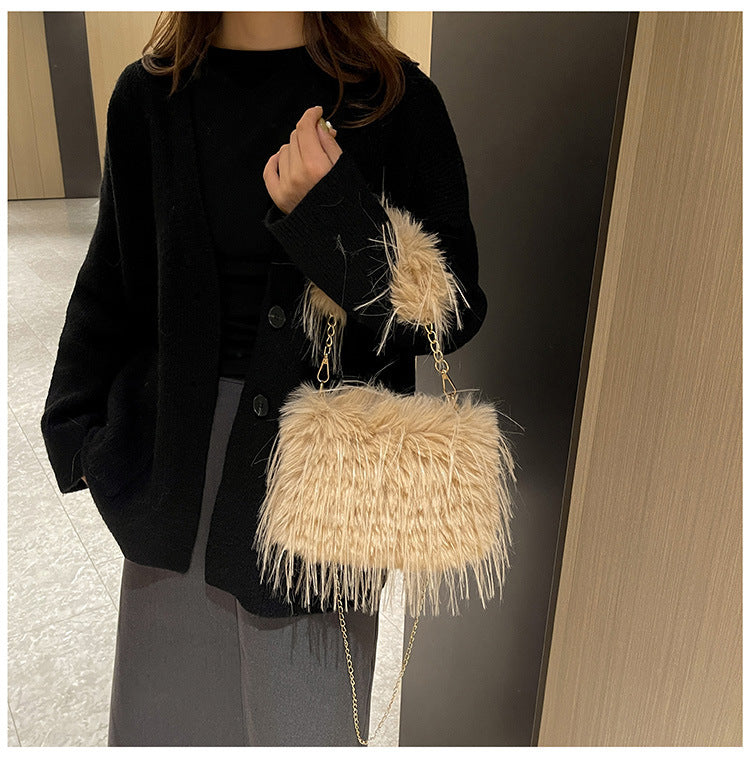Autumn and winter plush bag underarm chain shoulder bag
