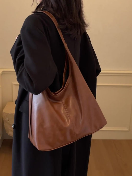 Autumn popular high-grade waxed leather shoulder tote bag