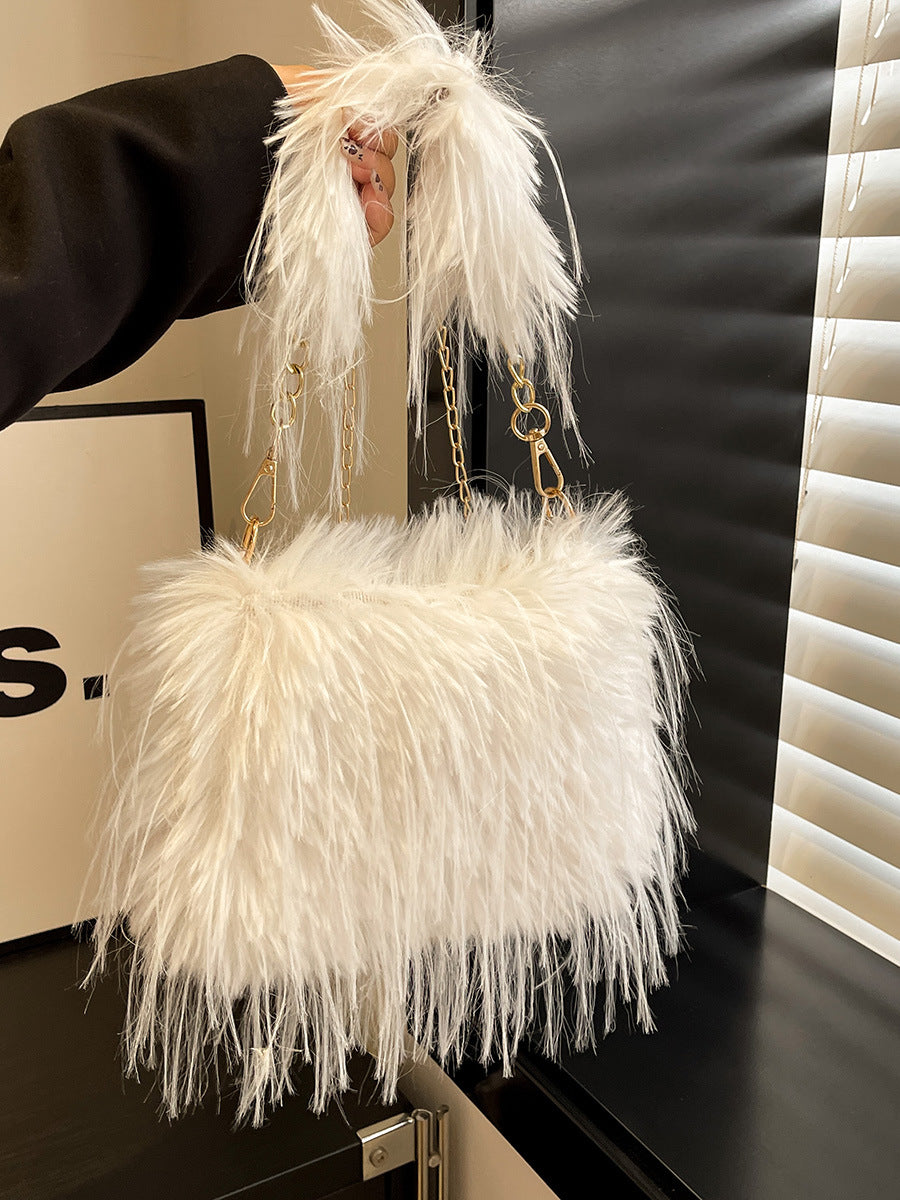 Autumn and winter plush bag underarm chain shoulder bag