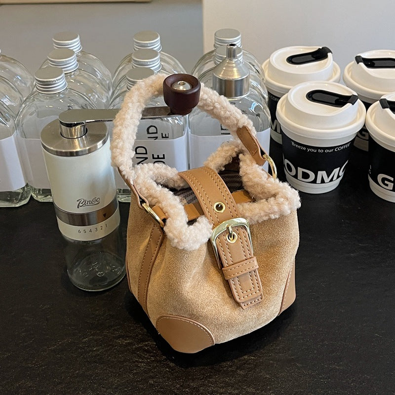 Retro plush bag versatile mini bag
