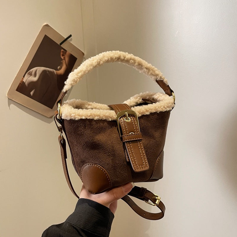Retro plush bag versatile mini bag