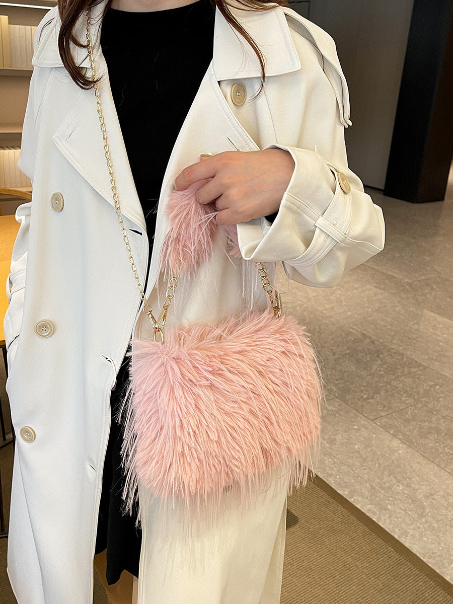 Autumn and winter plush bag underarm chain shoulder bag
