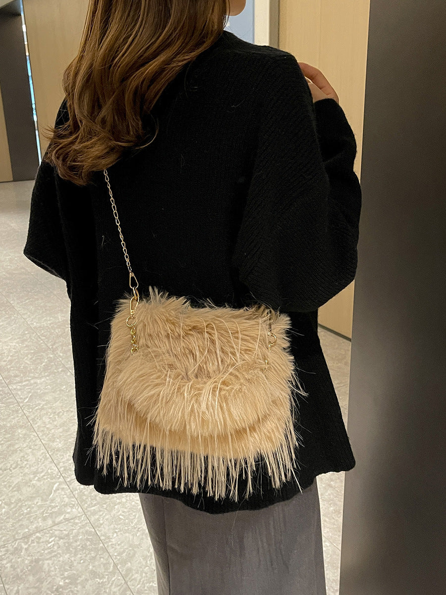 Autumn and winter plush bag underarm chain shoulder bag
