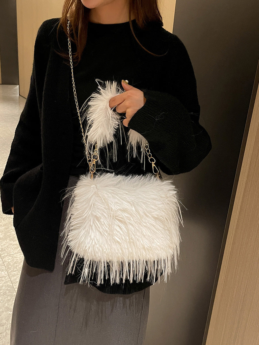 Autumn and winter plush bag underarm chain shoulder bag