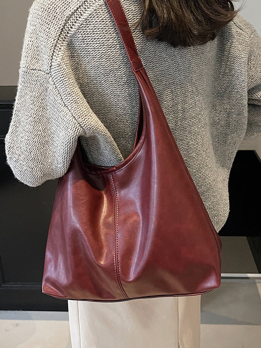 Autumn popular high-grade waxed leather shoulder tote bag