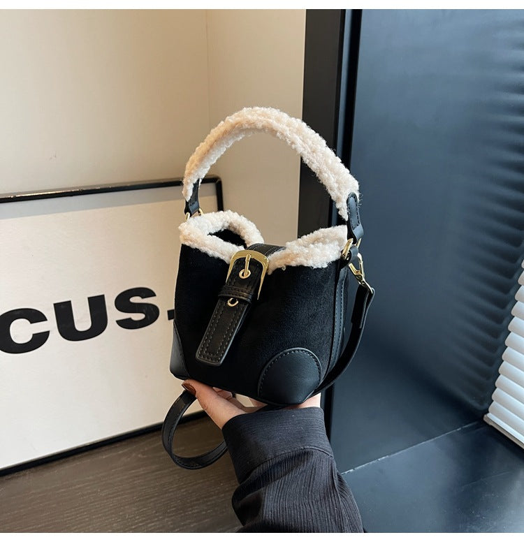 Retro plush bag versatile mini bag