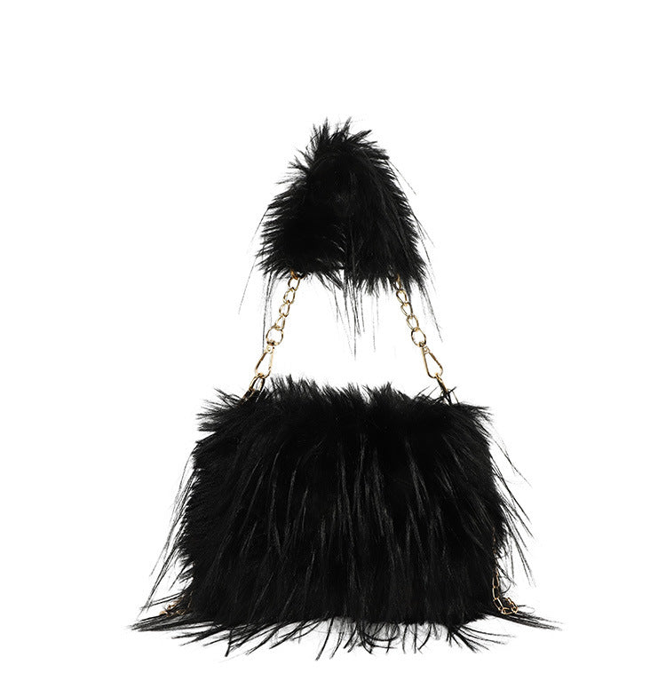 Autumn and winter plush bag underarm chain shoulder bag