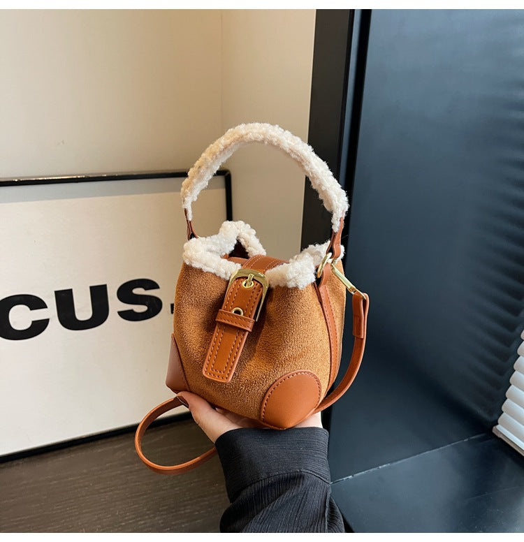 Retro plush bag versatile mini bag