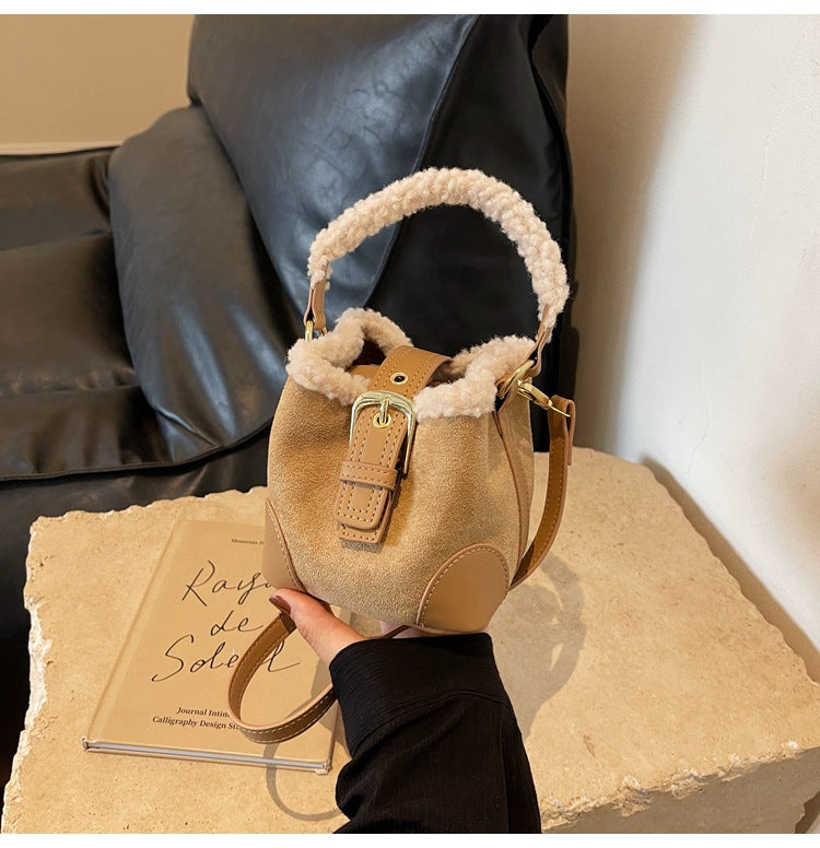 Retro plush bag versatile mini bag