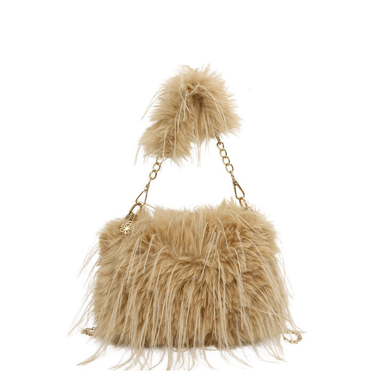 Autumn and winter plush bag underarm chain shoulder bag