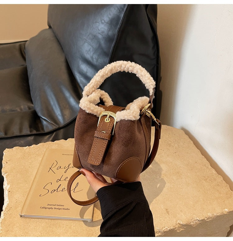 Retro plush bag versatile mini bag