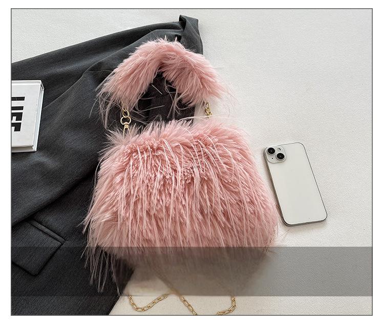Autumn and winter plush bag underarm chain shoulder bag
